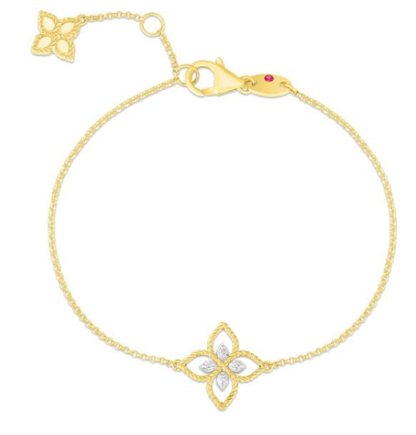 ROBERTO COIN 18K PRINCESS FLOWER .04CT DIA BRACELET