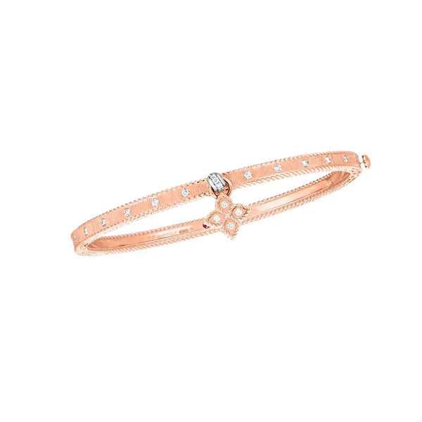 Roberto Coin Symphony Princess Flower Bangle with Diamond Flower Charm
