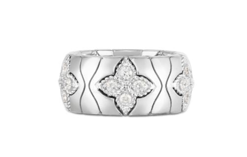 ROBERTO COIN 18KWG ROYAL PRINCESS FLOWER RING .55 CT
