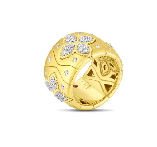 ROBERTO COIN 18KYG ROYAL PRINCESS FLOWER RING .84 CT