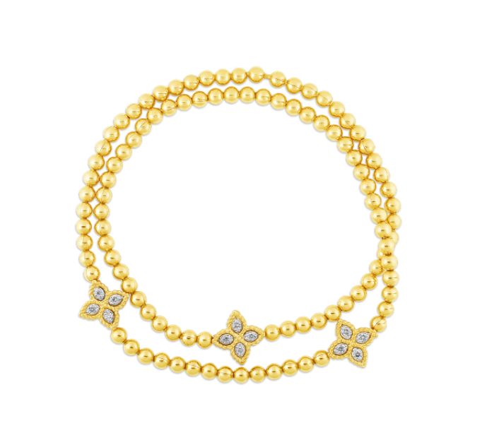 ROBERTO COIN 18KY PRINCESS FLOWER DB .11CT DIA BRACELET
