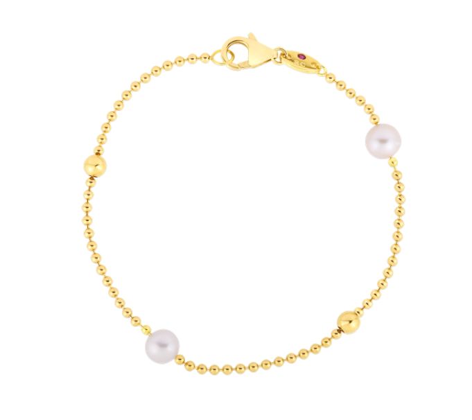 ROBERTO COIN 18KY PEARL STATION BRACLET