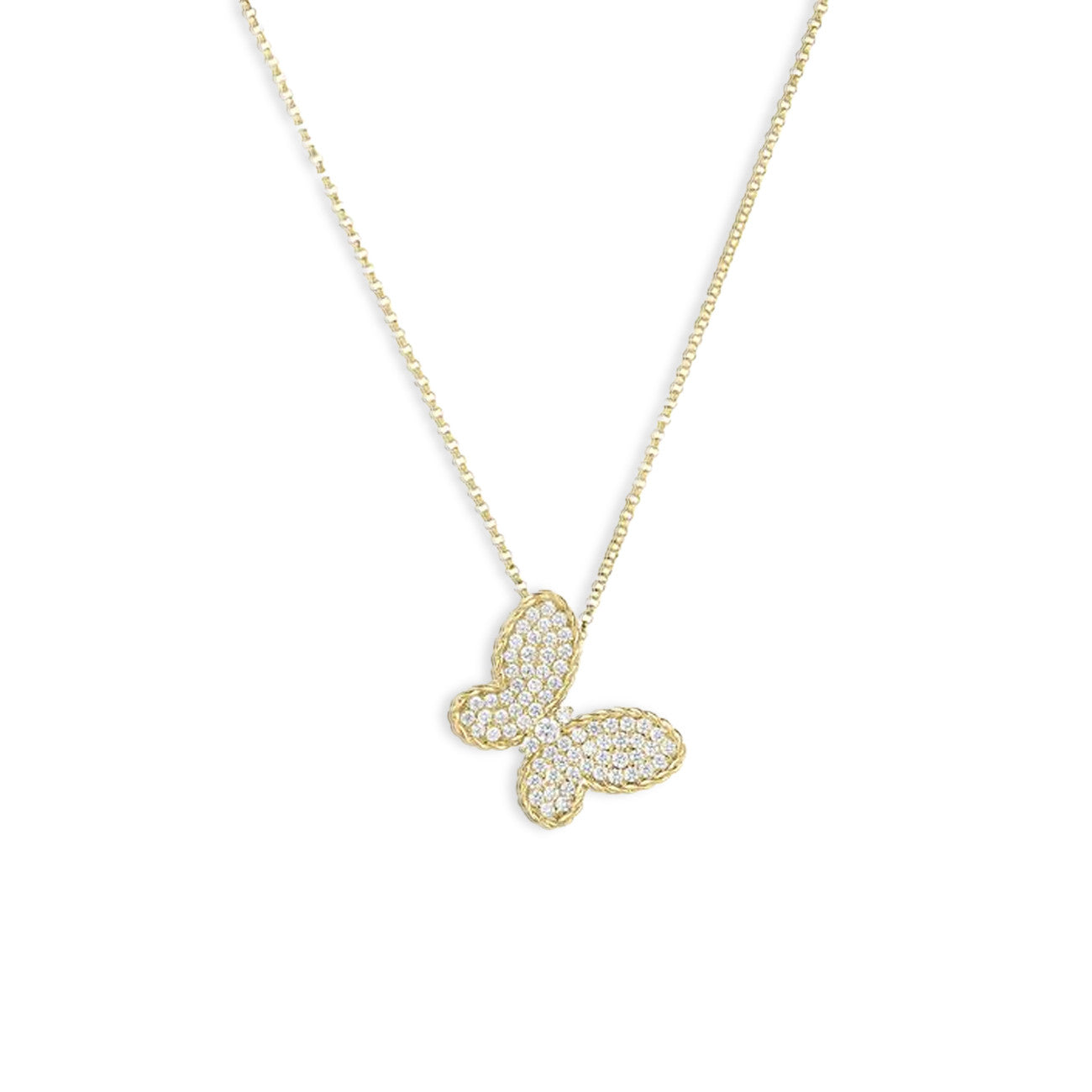 18K Yellow Gold Jasmine Diamond Pavé Butterfly Necklace