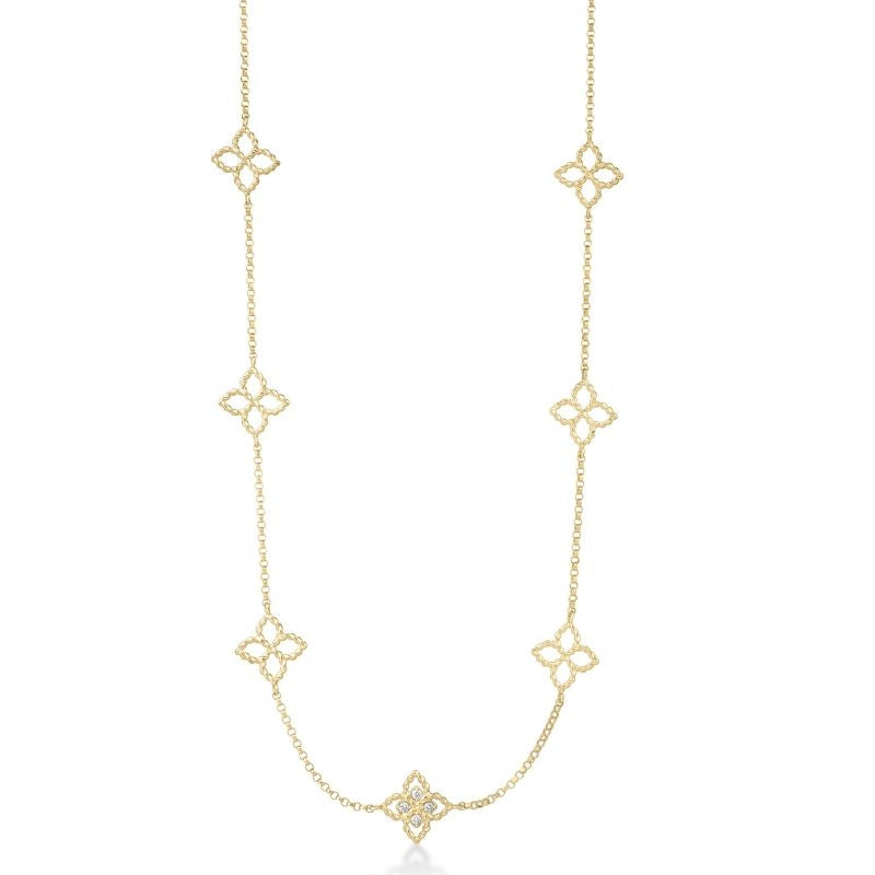 18K Yellow Gold Principessa 11-Station Flower Necklace