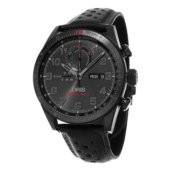 Oris Men's 77876617784LS Audi Sport Black Leather Watch