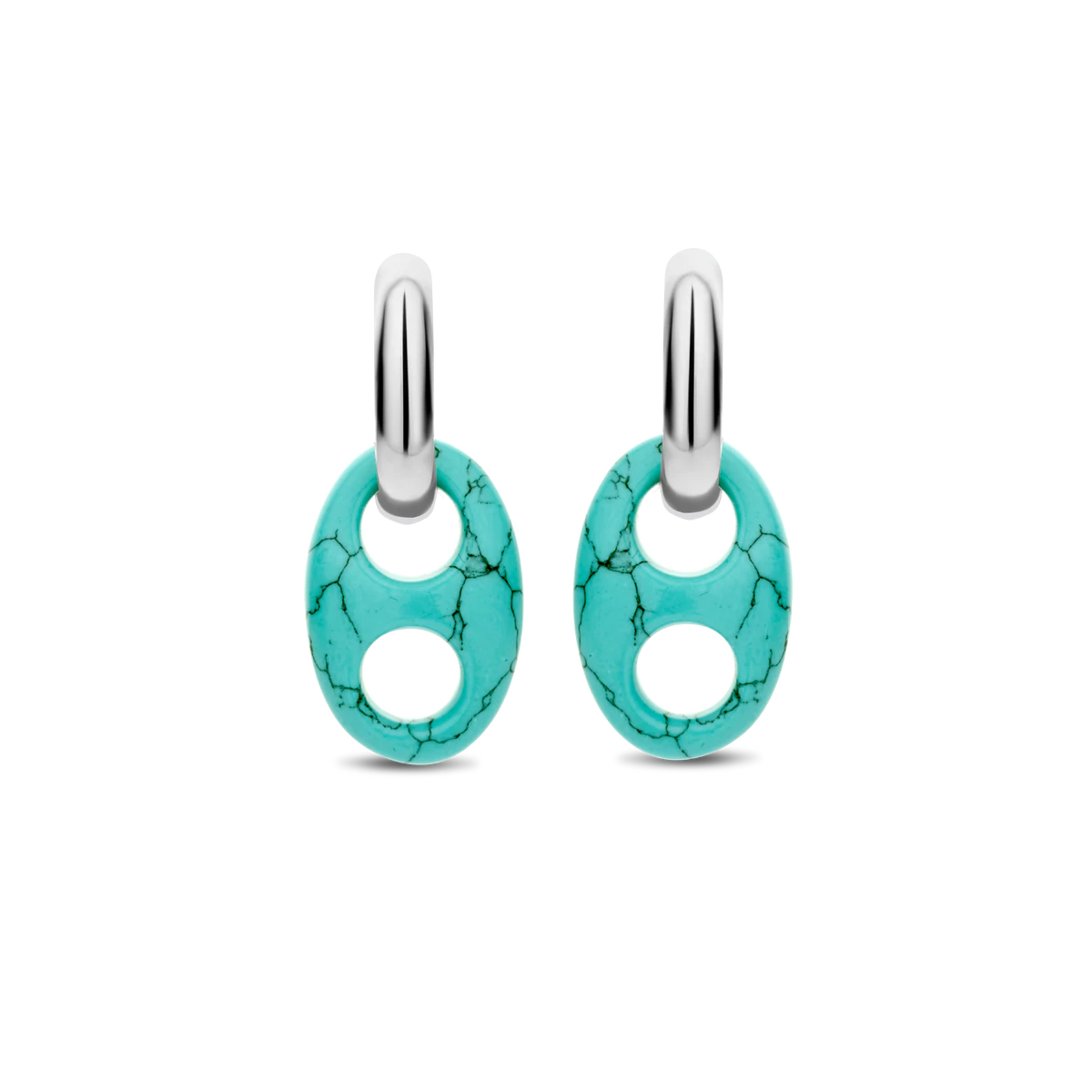 Turquoise Coffee Bean Tokens Earrings