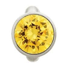 Round Citrine Dome Charm (Silver/Yellow)