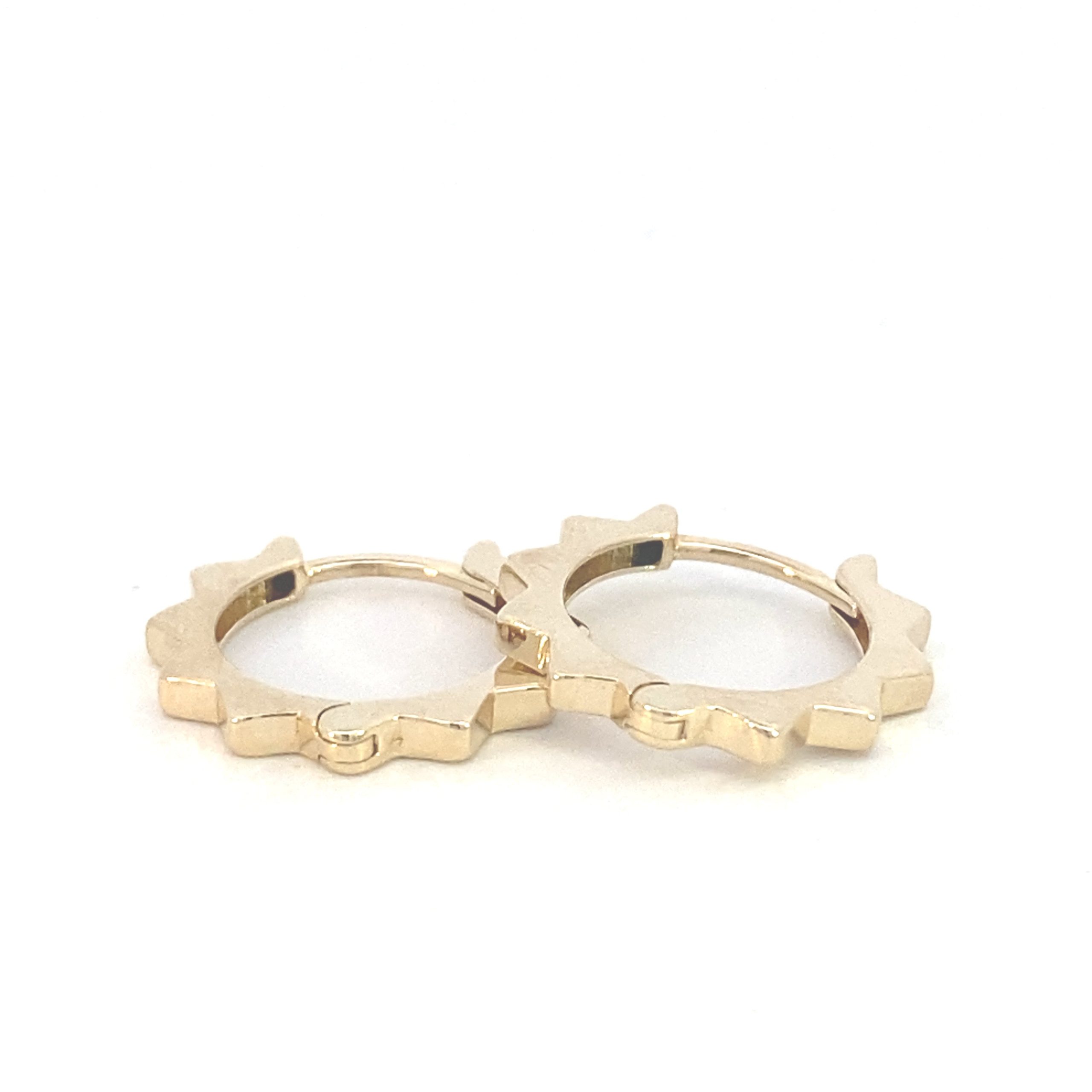 14K Gold Sun Shape Hoops