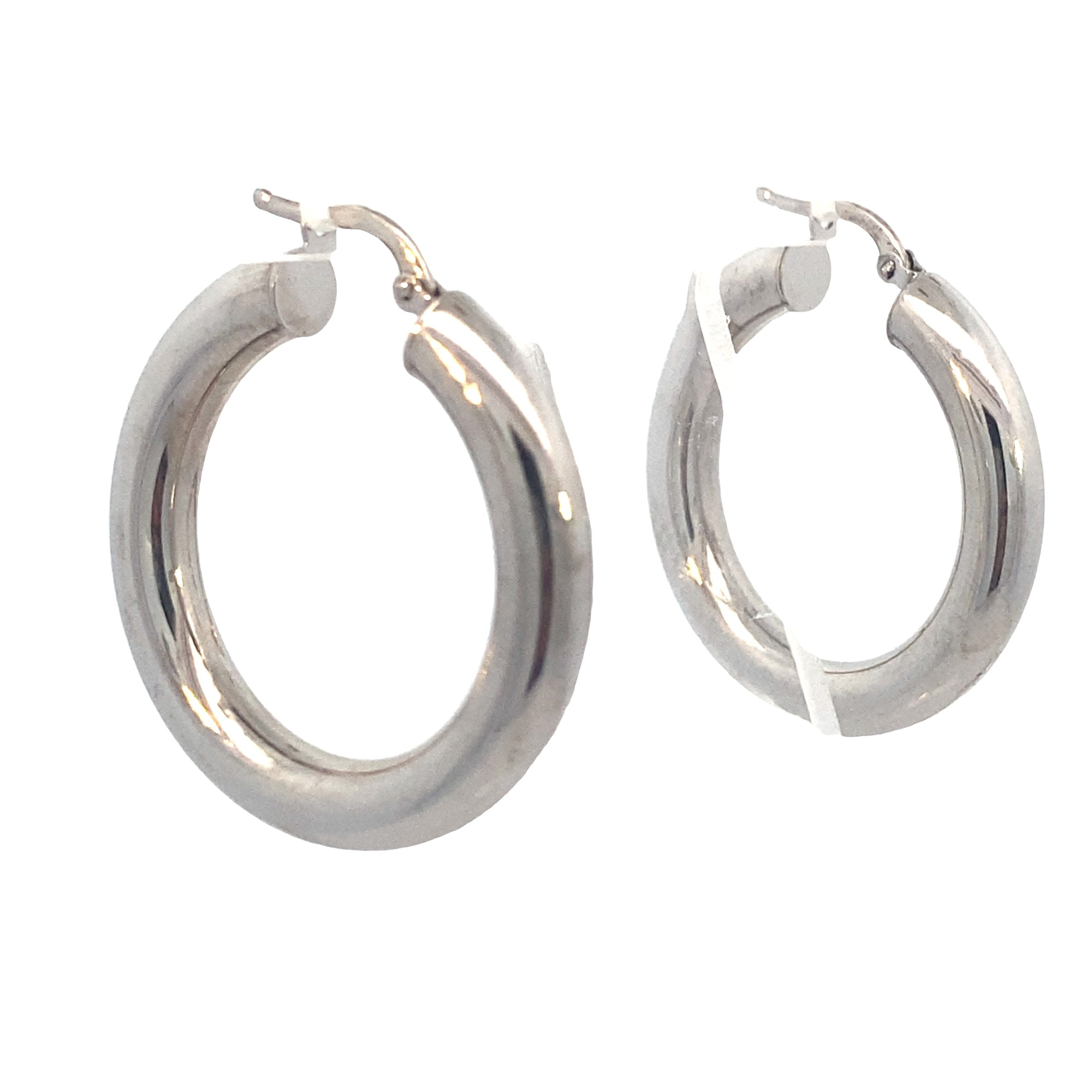 14K White Gold Bold Hoops Earrings