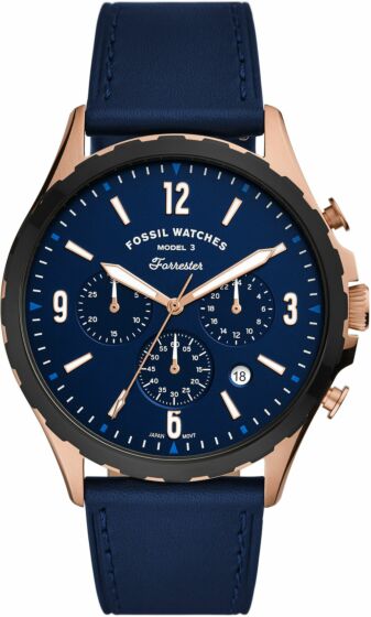 Forrester Chronograph Watch (Rose-Gold/Blue)