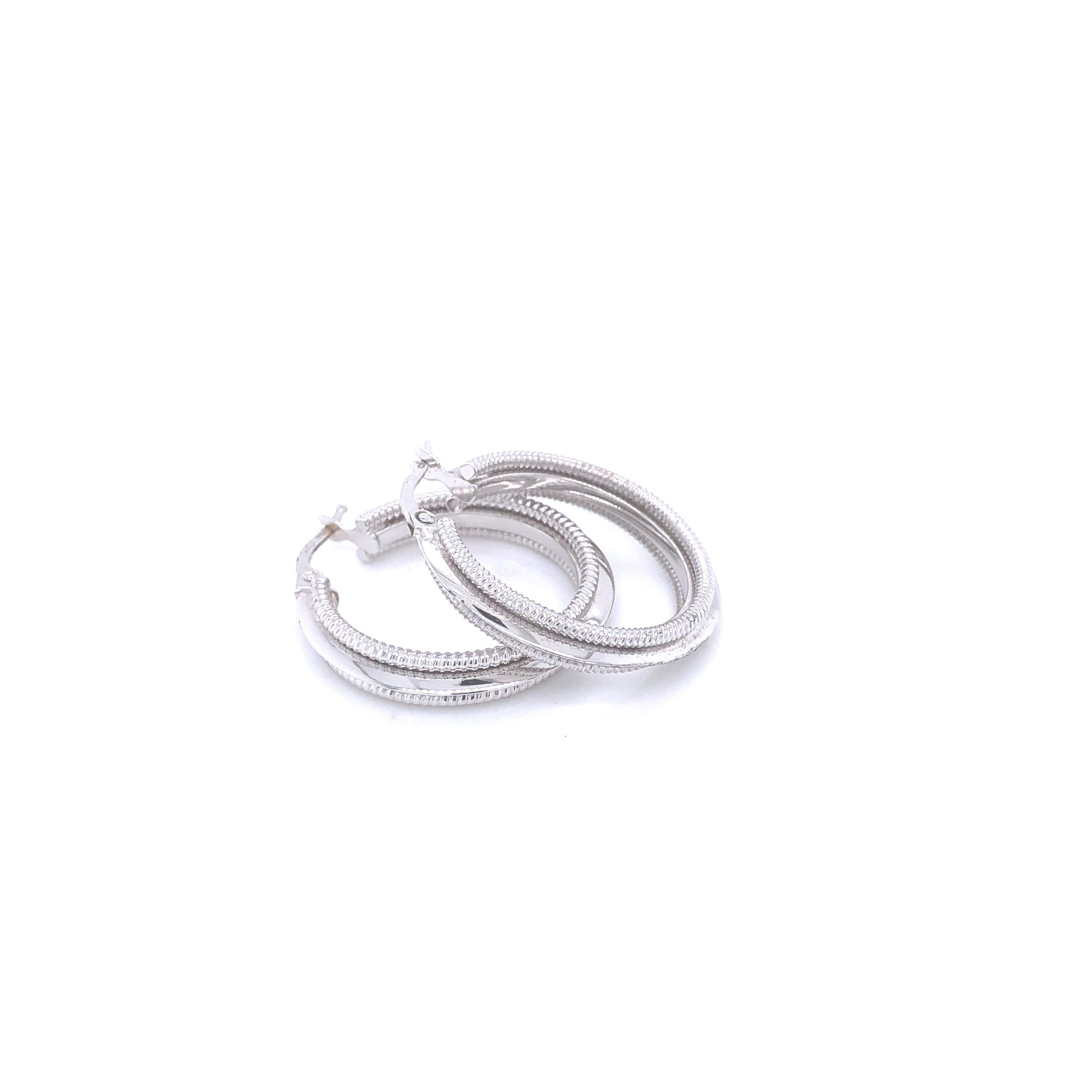 14K Thin Wire White Gold Huggies