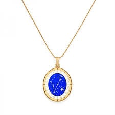 Pisces Celestial Wheel Pendant Necklace (Gold)