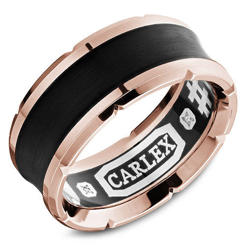 Carlex G4 18k Rose Gold Men's Diamond Wedding Band - CX4-0013R-S