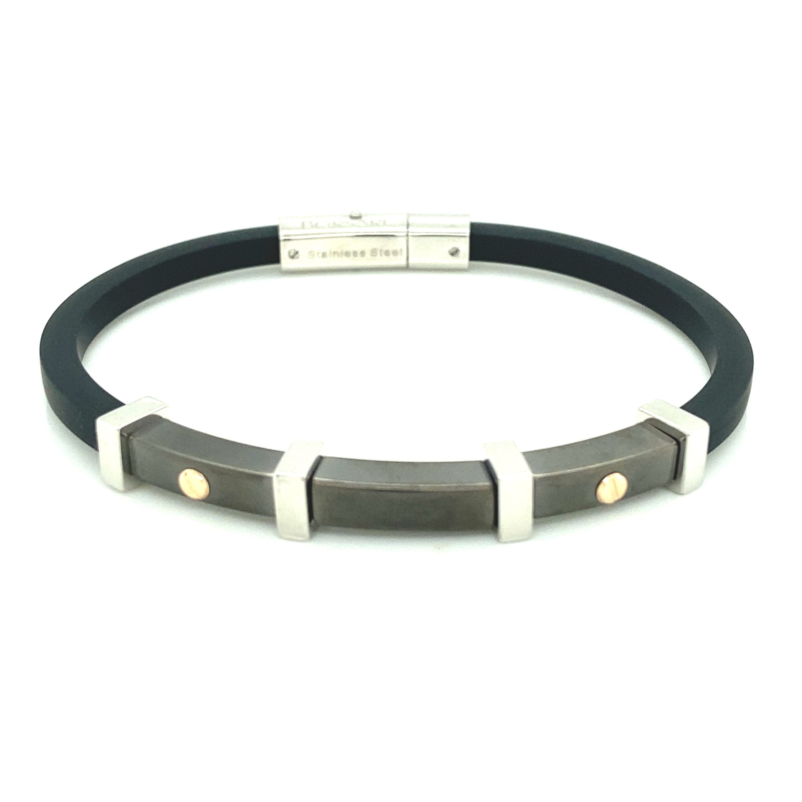 Rubber and Gunmetal Bracelet
