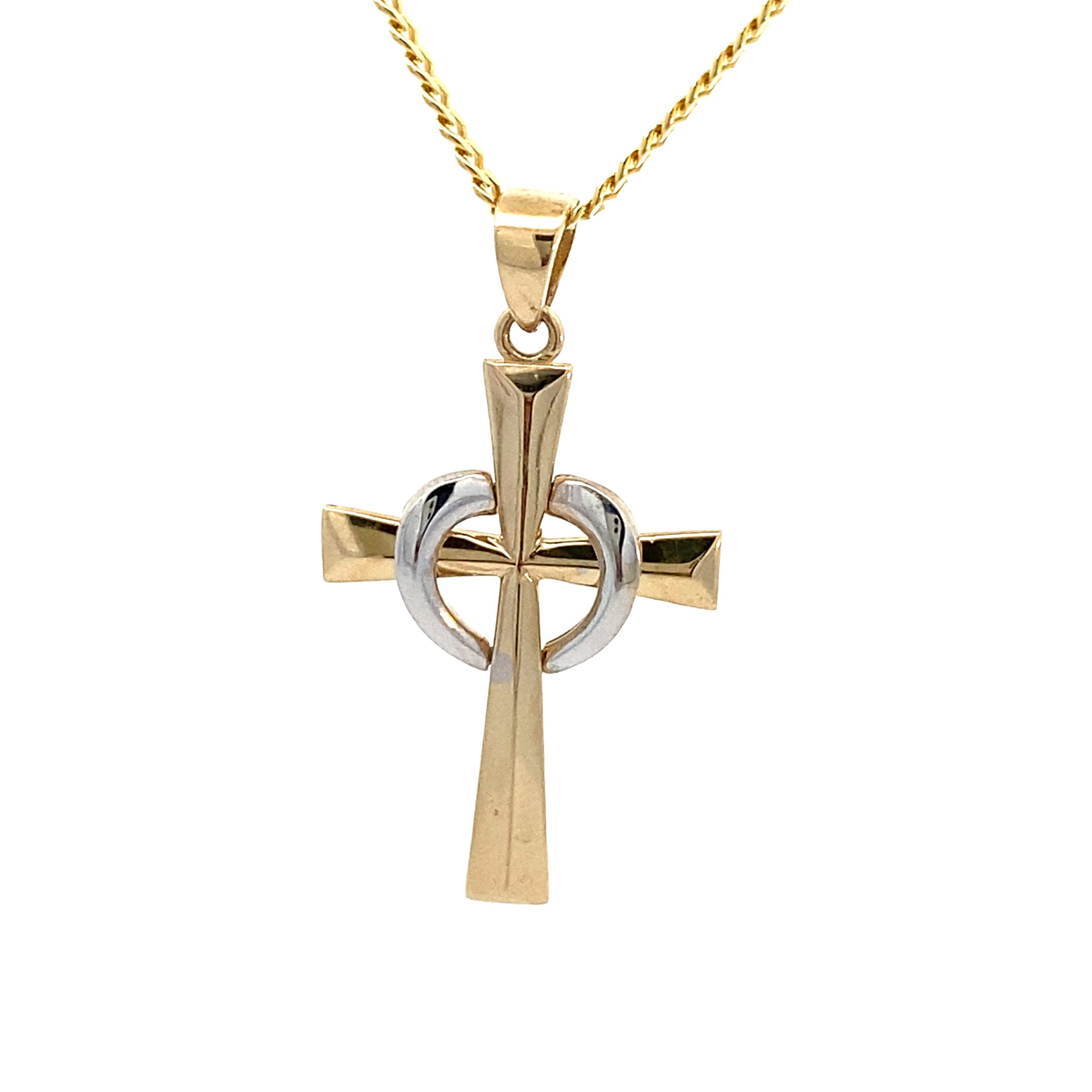 14K 2T Gold Cross Heart