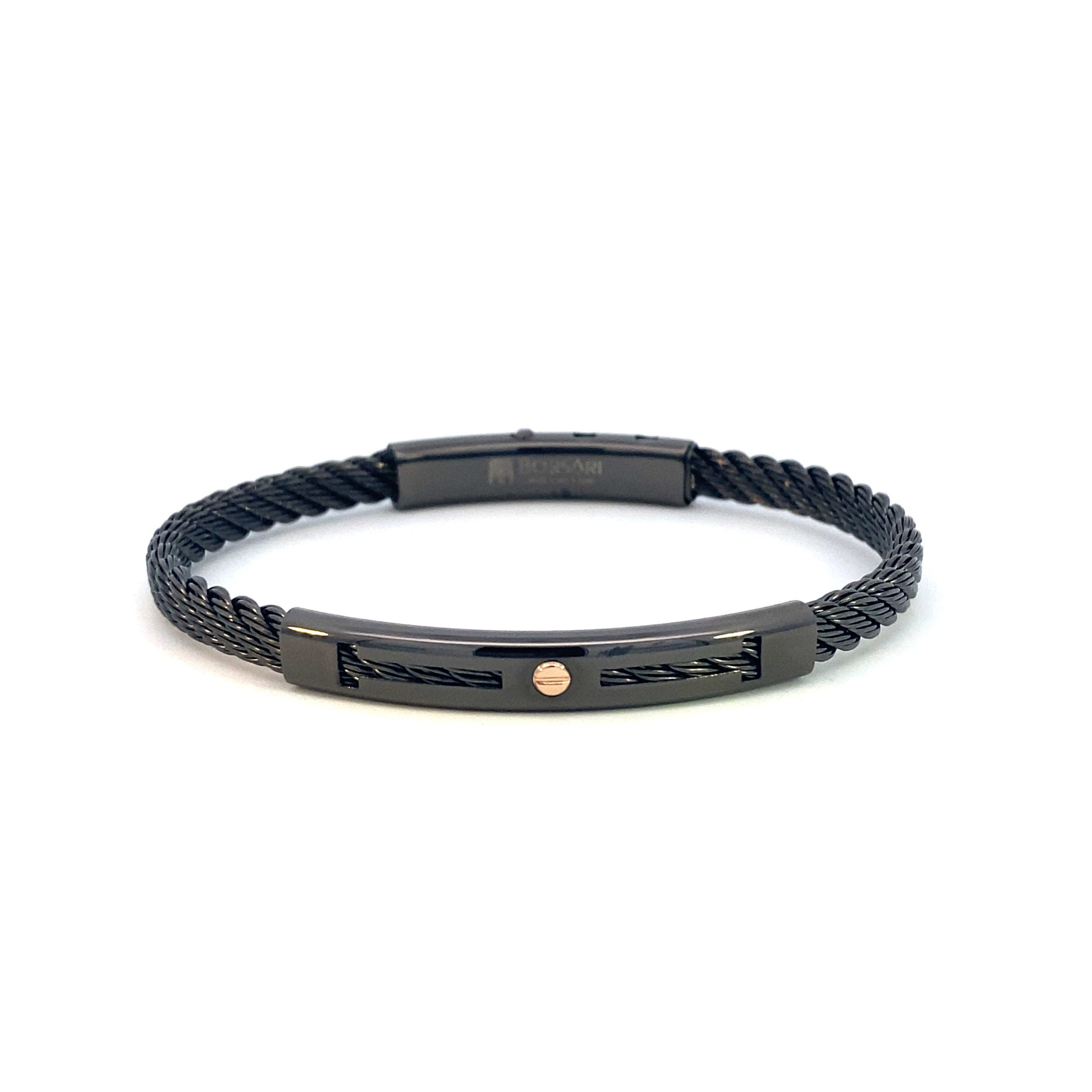 Gunmetal Steel Bangle/18k Rose Gold Screw Element