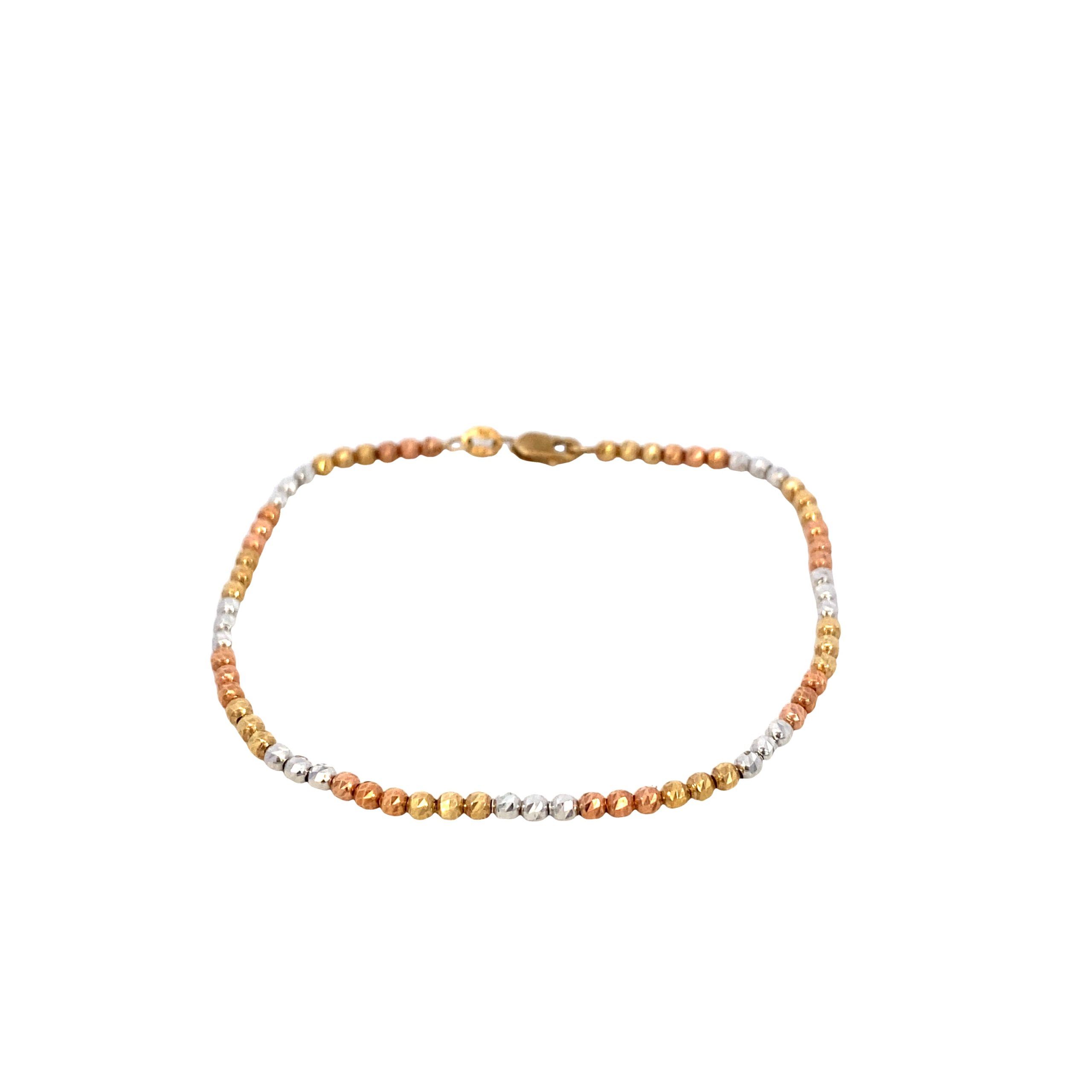 14K Fancy Beads Diamond Cut Bracelet