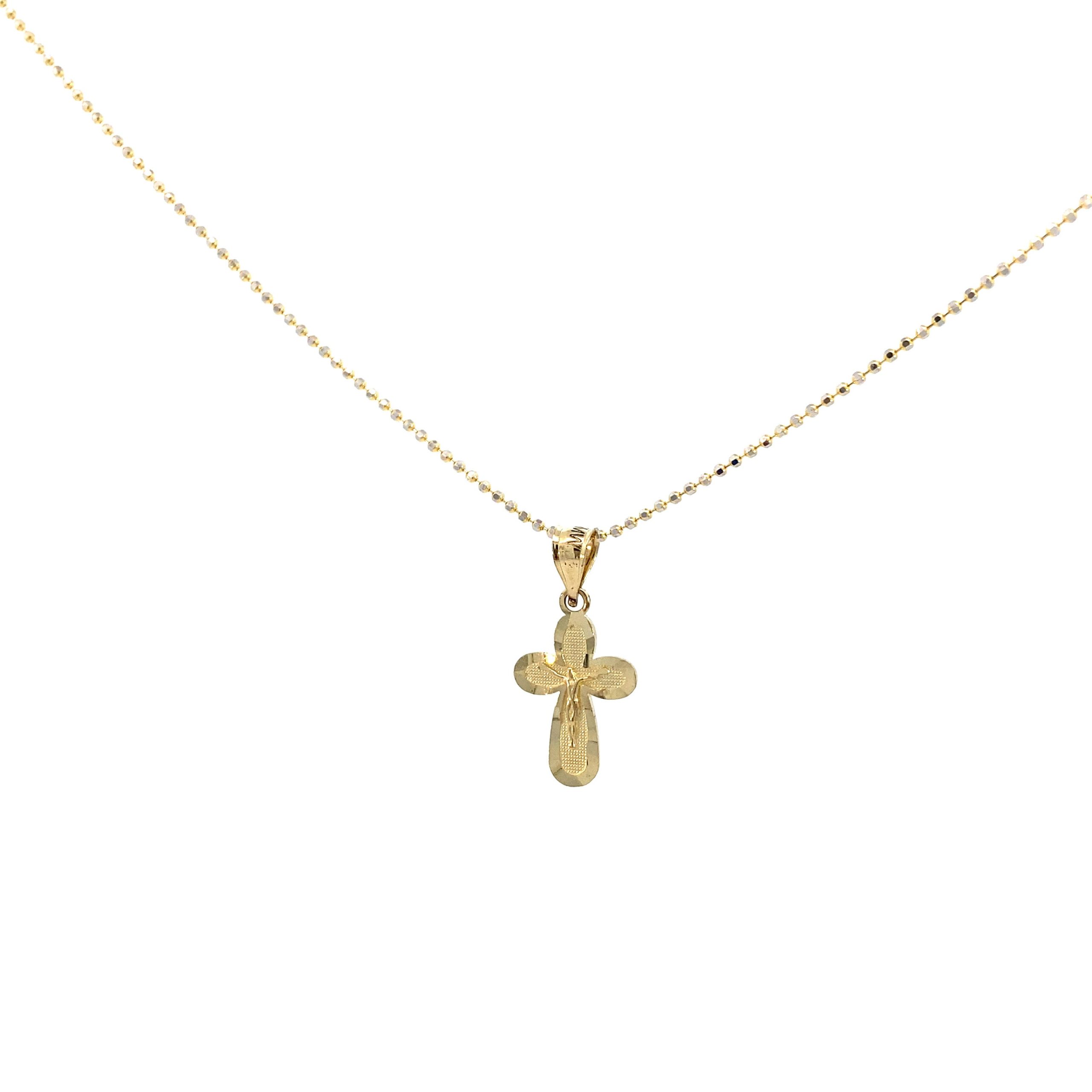 14K Gold Fancy Small Jesus Cross Pendant