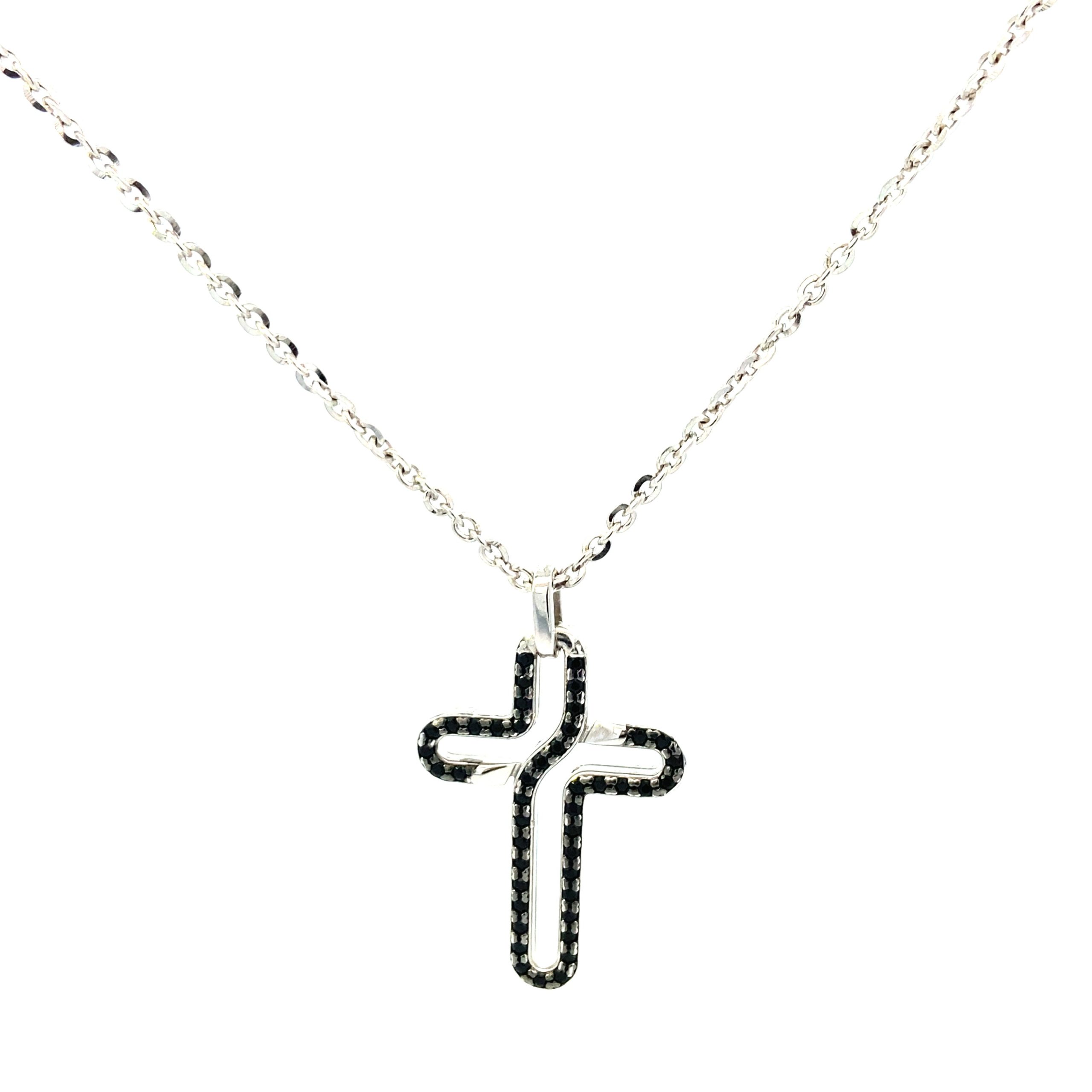 Necklace Silver with Cross and Onix