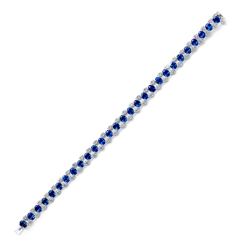 White Gold Sapphire and Diamond Bracelet - 7F0195AWLBDS