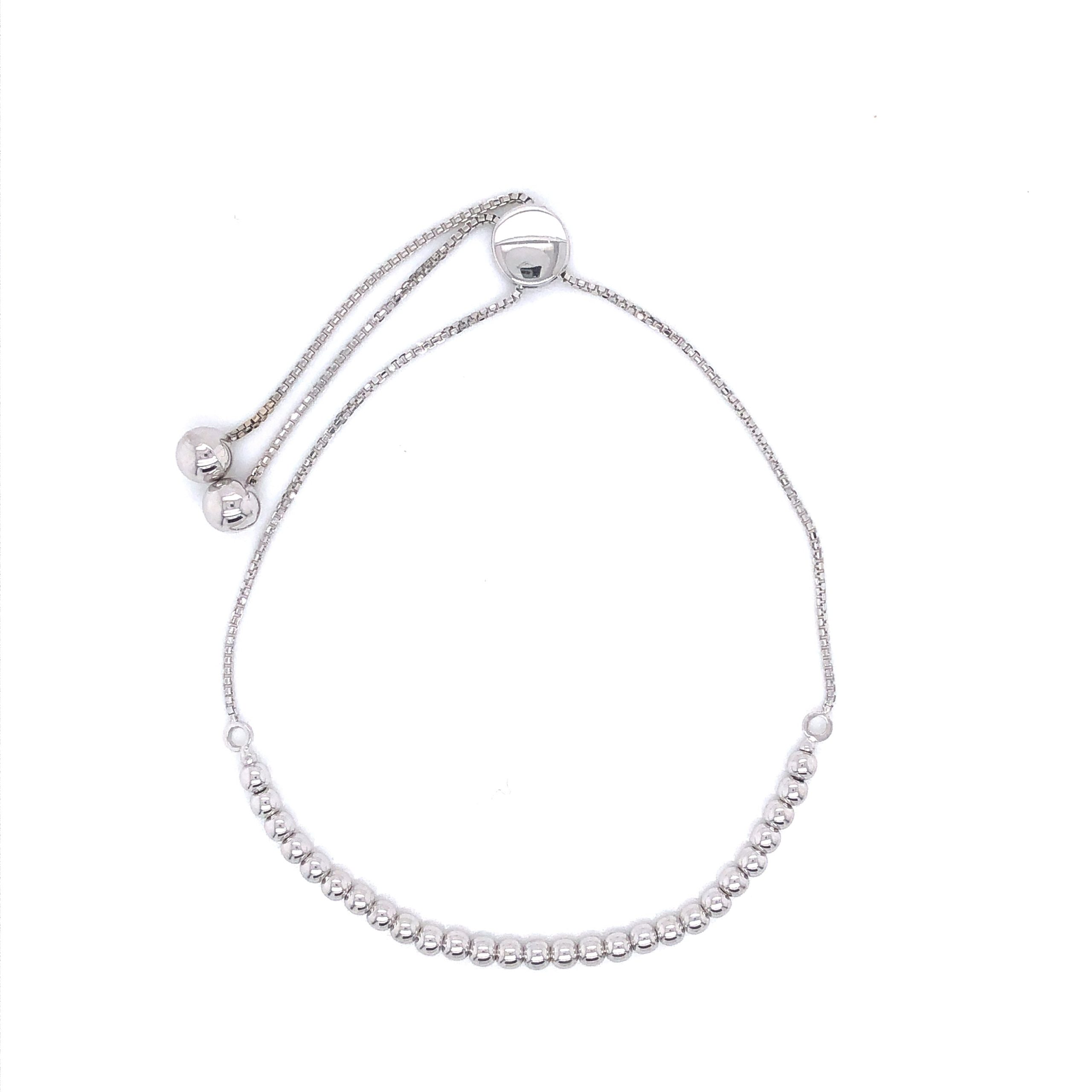 14K White Gold Bracelet With Pellet