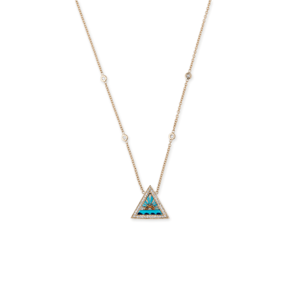 Jacquie Aiche 14K Yellow Gold Triangle Sunshine Inlay Necklace - 00143110