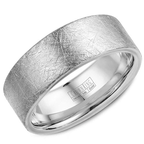 Crown Ring 14k White Gold Wedding Band - WB-025C8W-M10