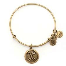 Letter X Charm Bangle Bracelet (Gold)