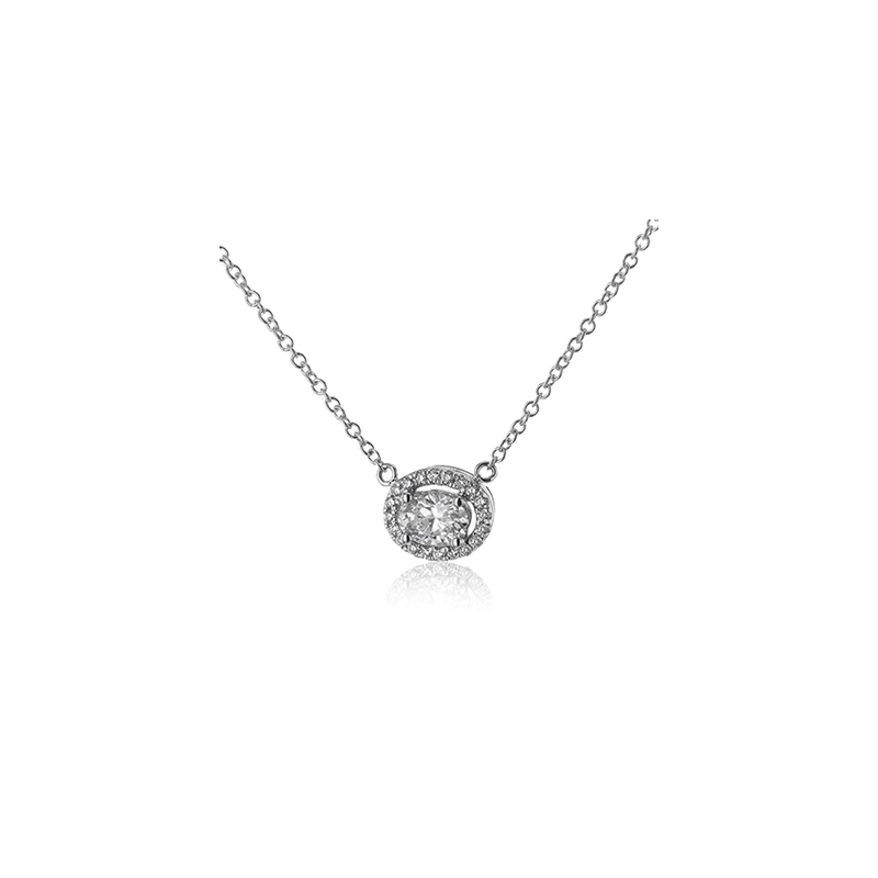 Zeghani Oval 14K White Gold Necklace