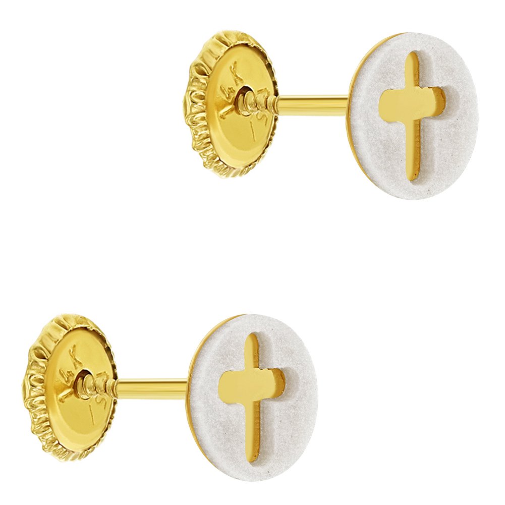 YELLOW GOLD SMALL ENAMEL EARRINGS