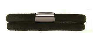 Moss Green Double Wrap Leather Bracelet (Silver/Green)