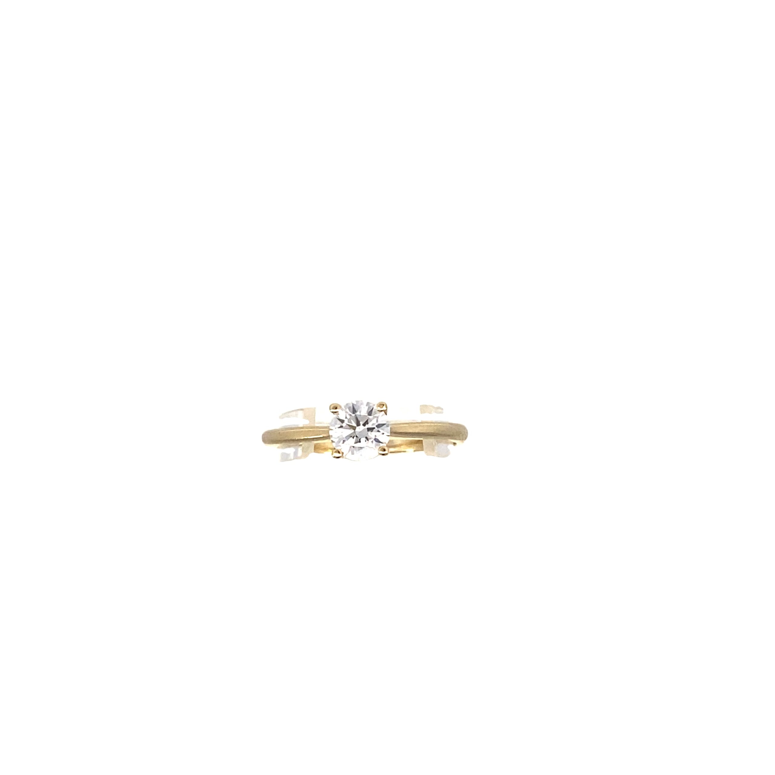 14K Gold Solitaire Four Prone Ring