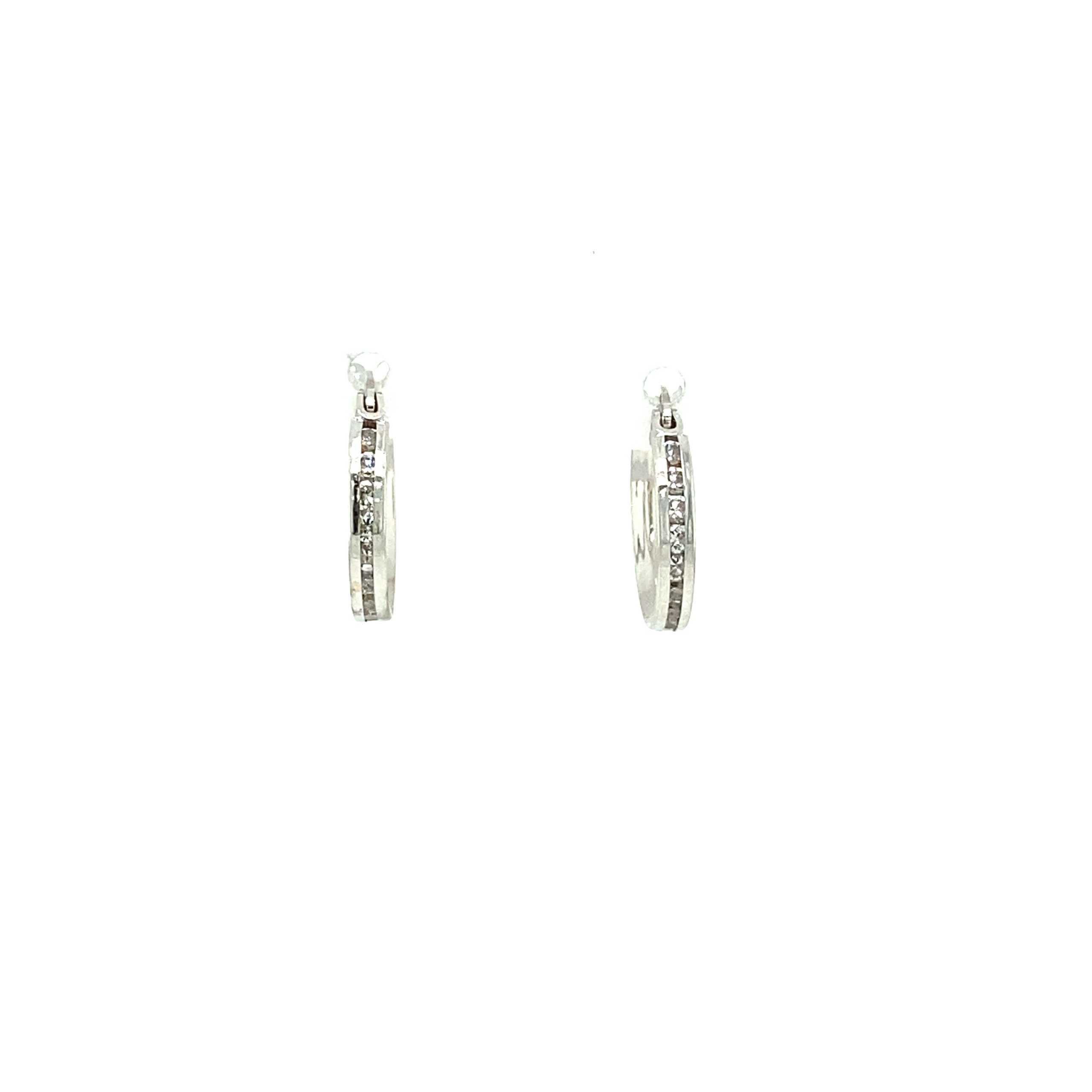 14K WHITE HOOPS EARRINGS