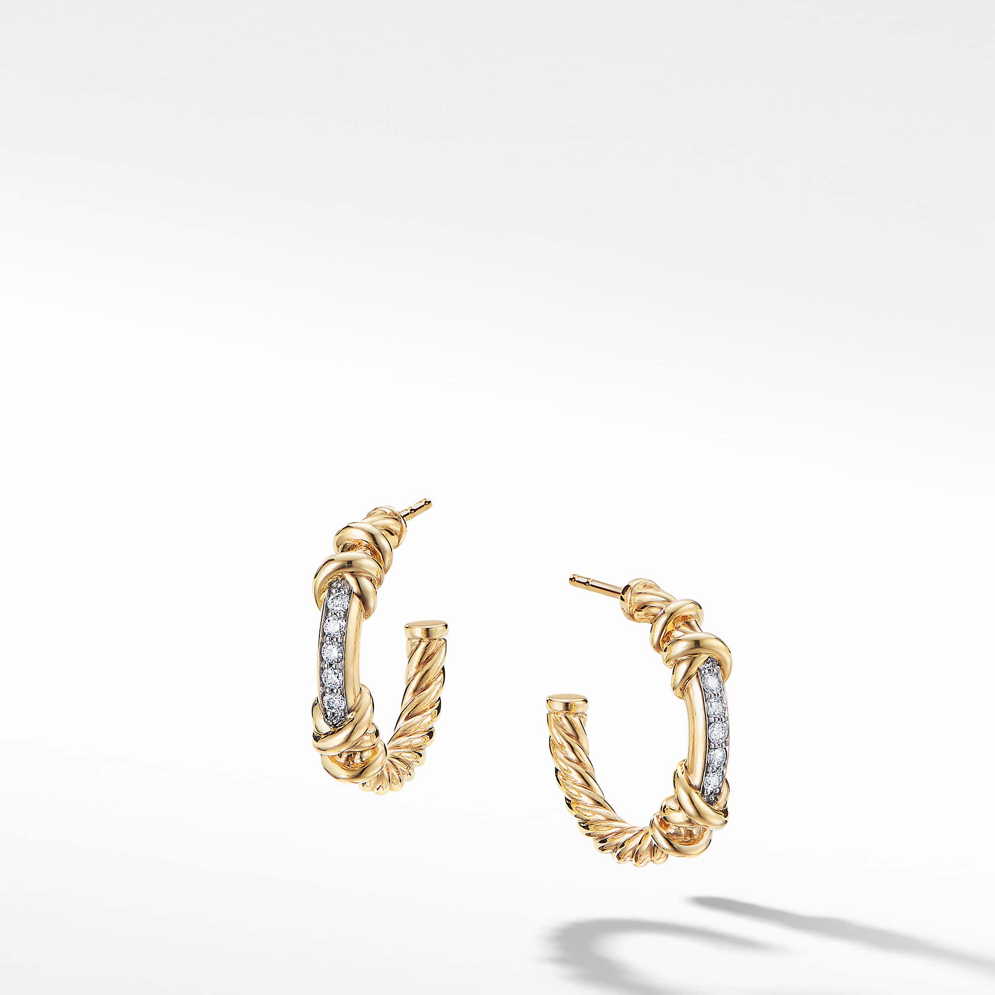 Petite Helena Wrap Hoop Earrings in 18K Yellow Gold with Diamonds, 3/4in