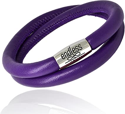Purple Double Wrap Leather Bracelet (Silver/Purple)