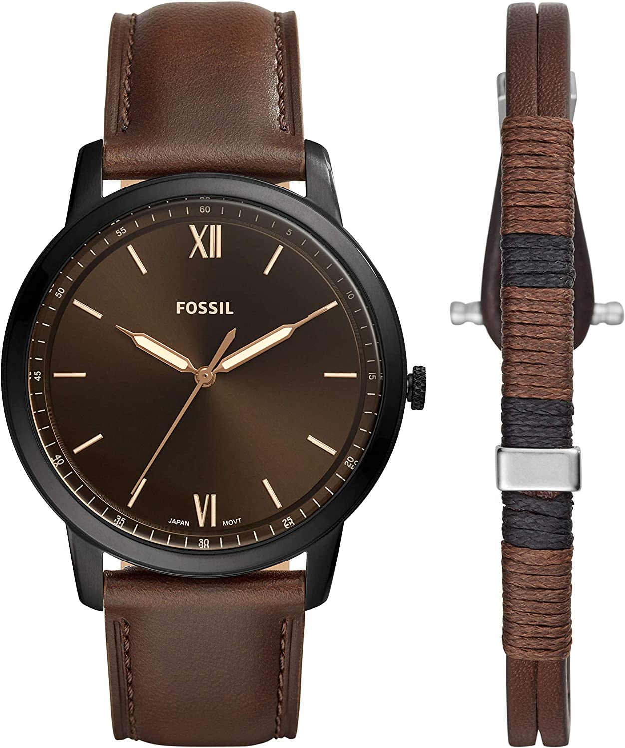 The Minimalist Watch and Bracelet Set (Brown/Black)