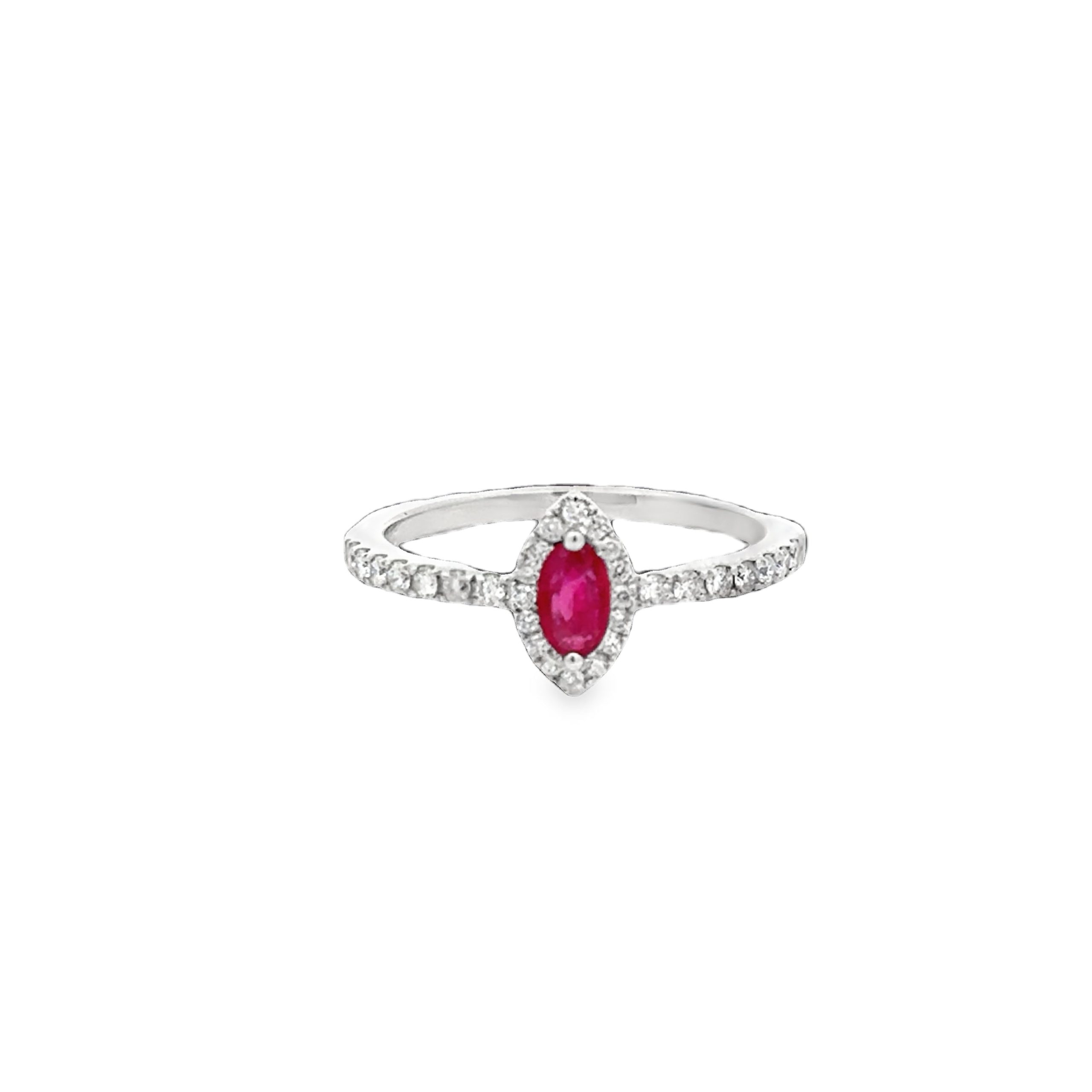 Oval Ruby Multistone White Gold Ring