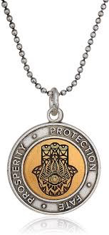 Two-Tone Hand of Fatima Pendant Necklace (Silver/Gold)