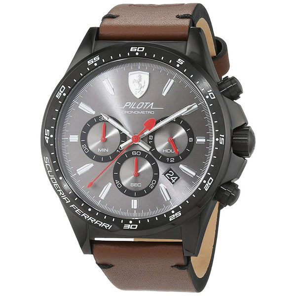 Ferrari Men's 830392 Pilota Chronograph Brown Leather Watch