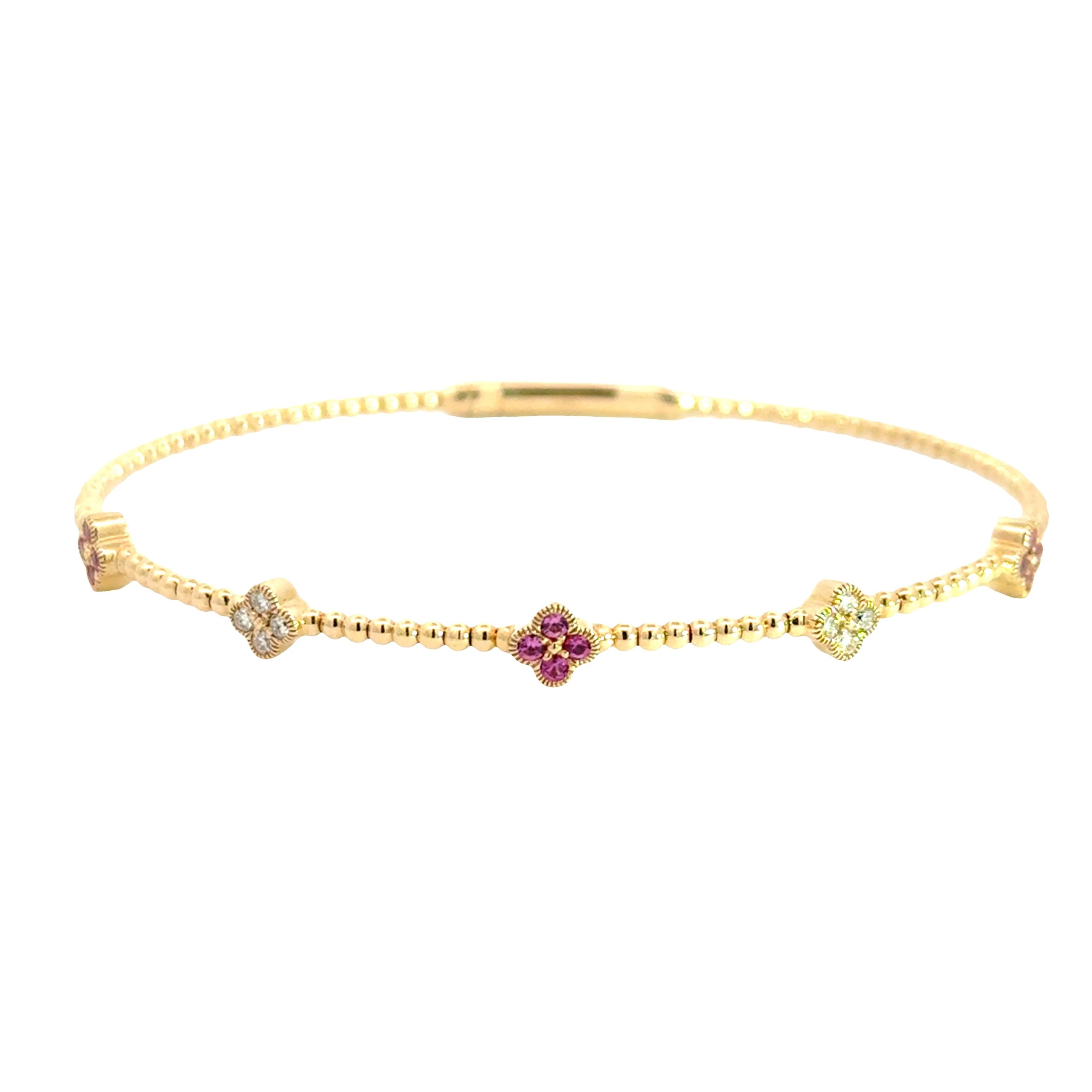 Pink Sapphire Floral Bangle Bracelet