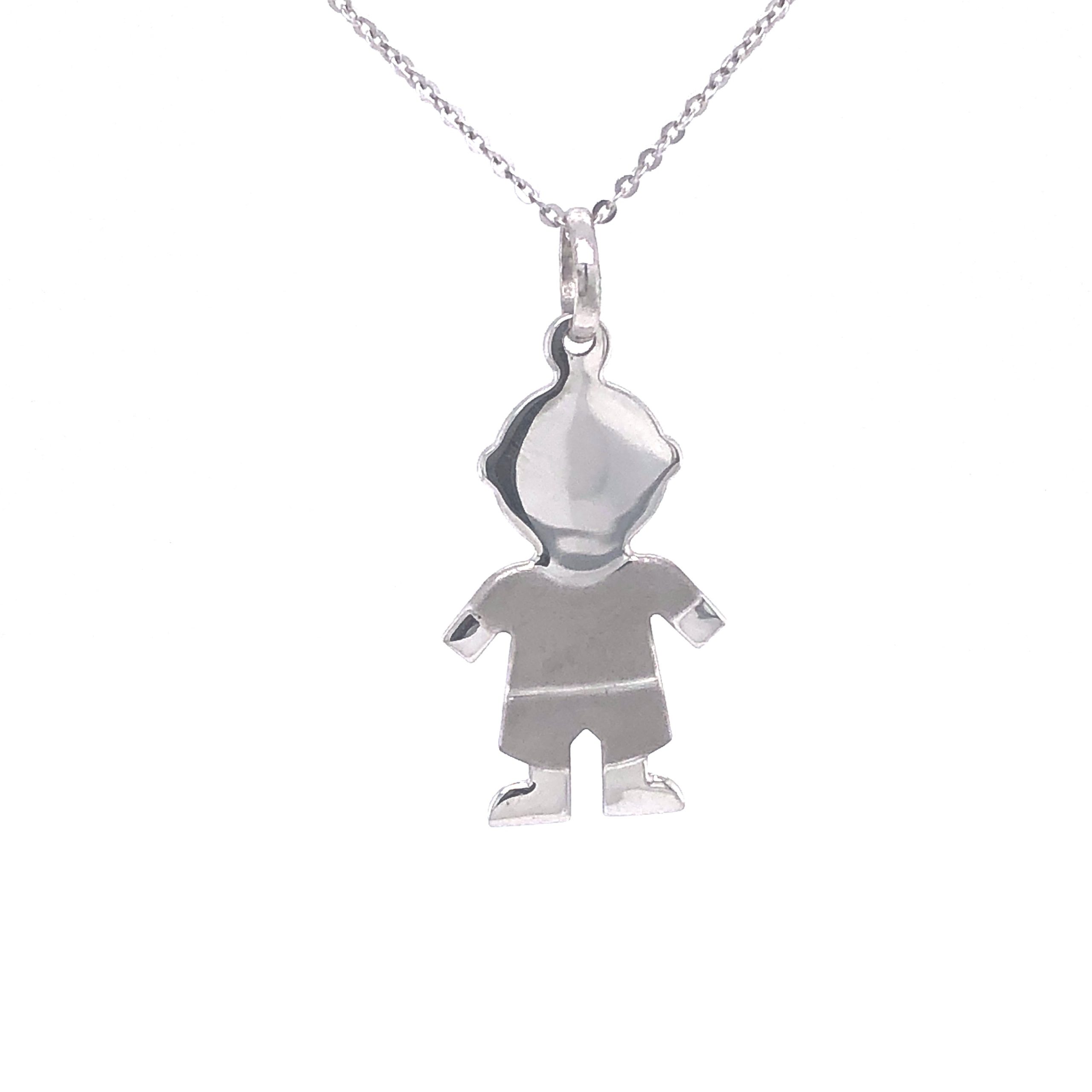 14K WHITE GOLD BOY PENDANT