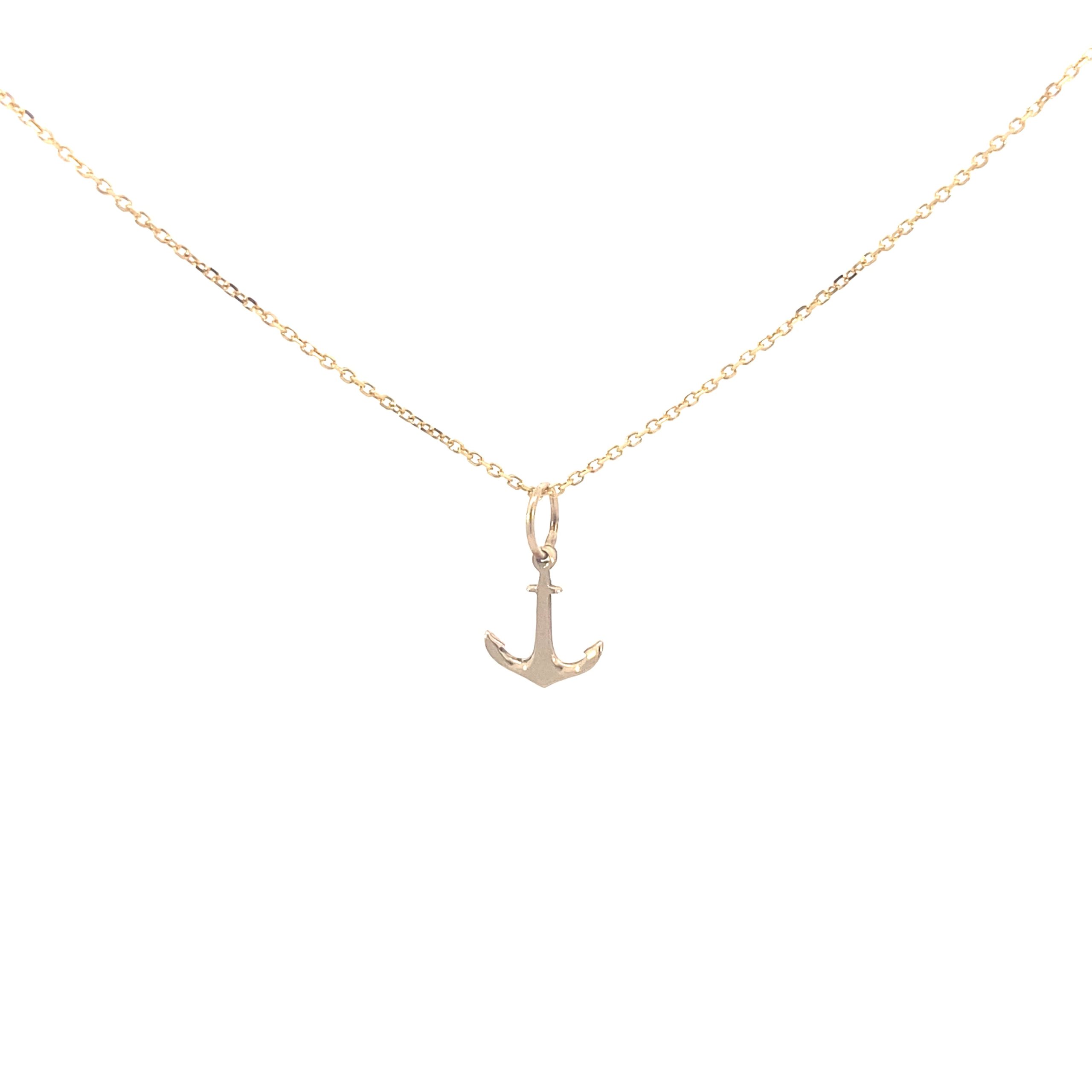 14K Gold Custom Small Anchor Pendant