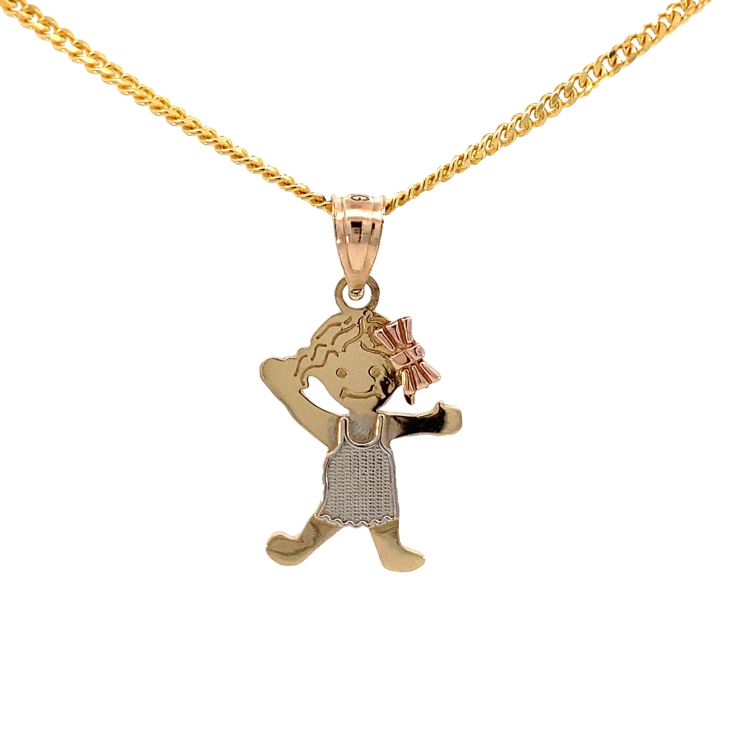 14K 3-color Girl Pendant