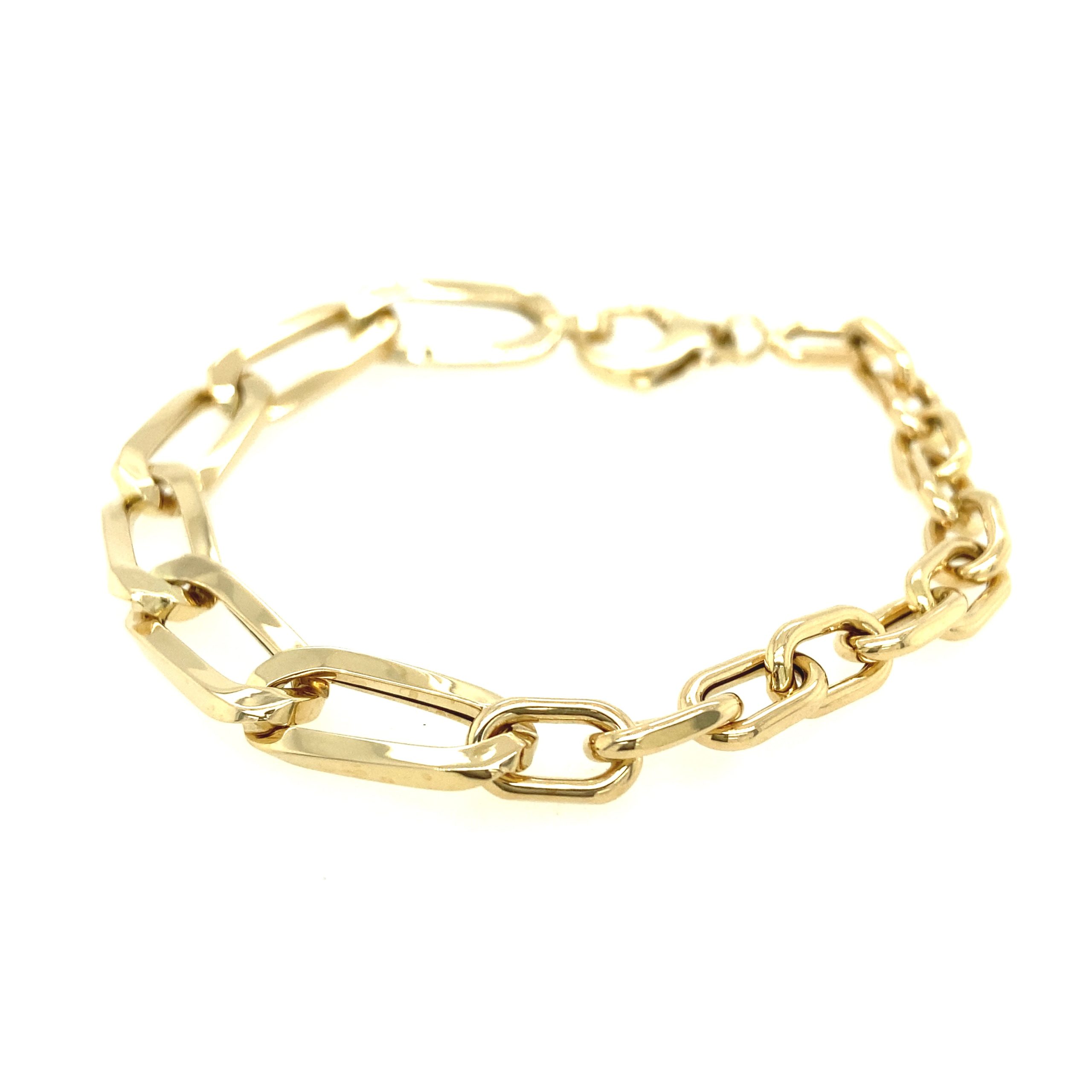14k Gold Paper Clip and Chain Link Bracelet
