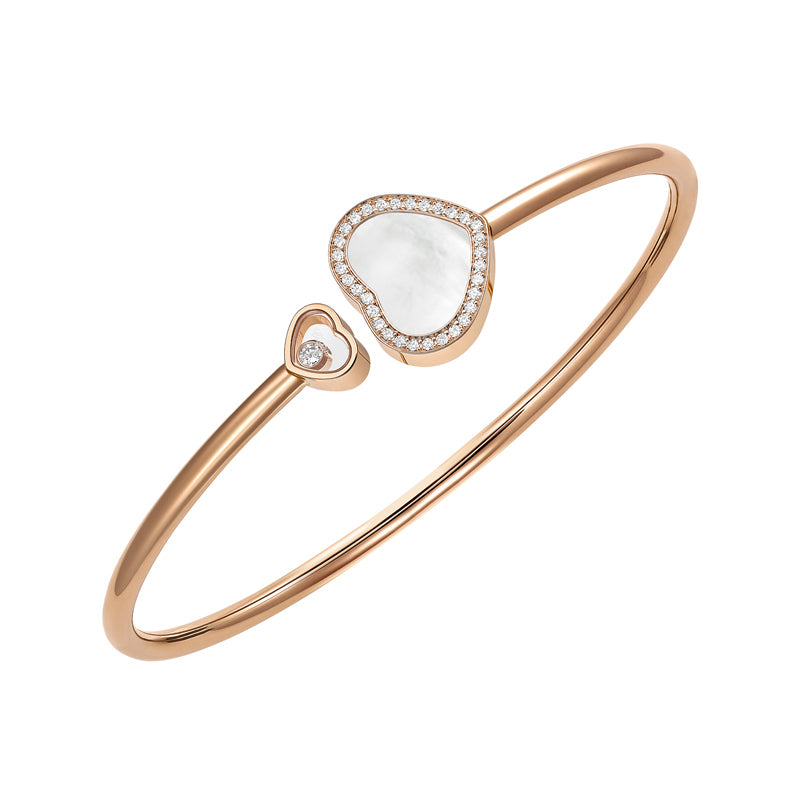 Chopard 18k Rose Gold Happy Hearts Mother of Pearl Bangle Bracelet- 85A074-5300