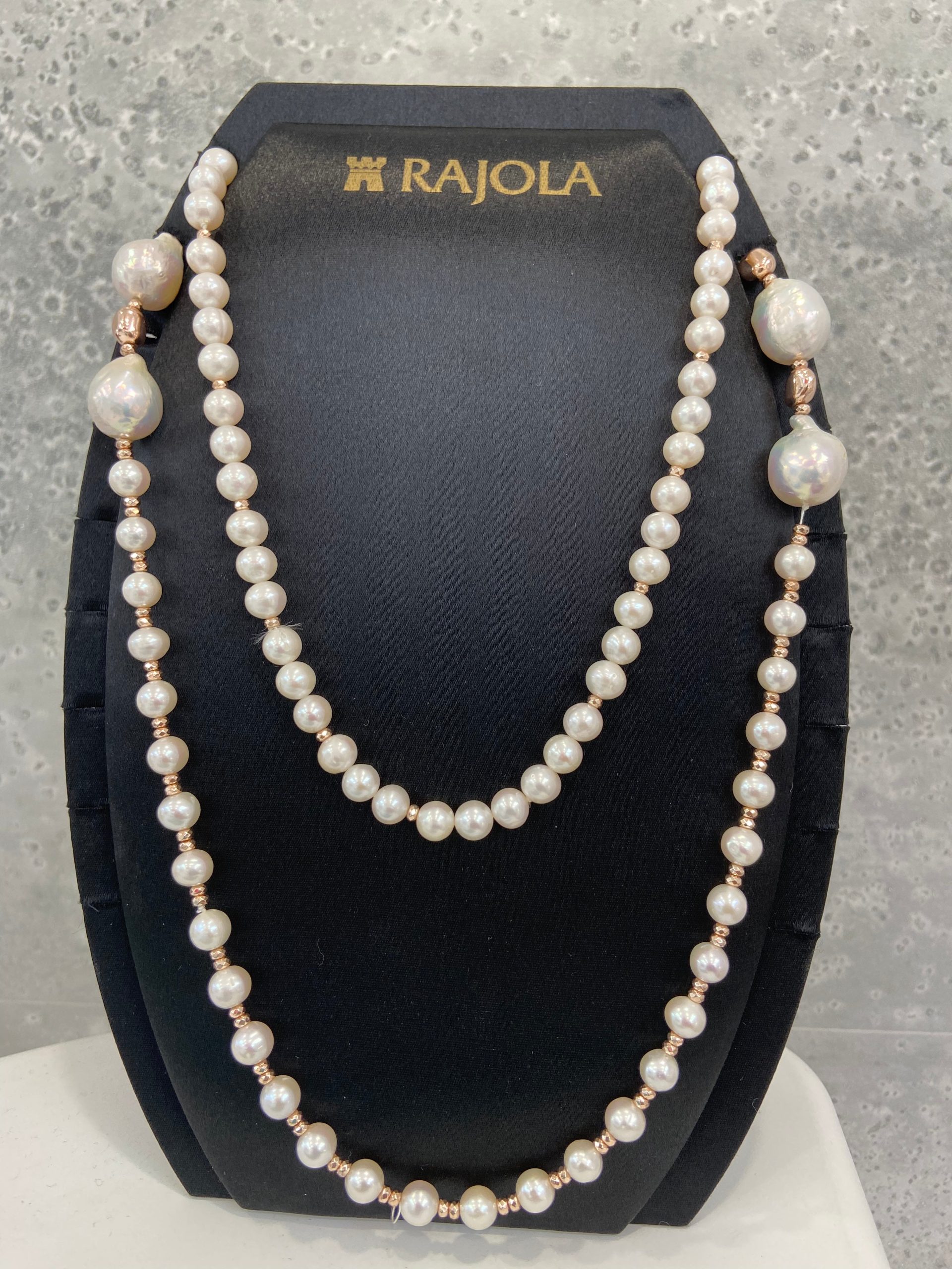 18K Rose-Gold White Pearl Necklace