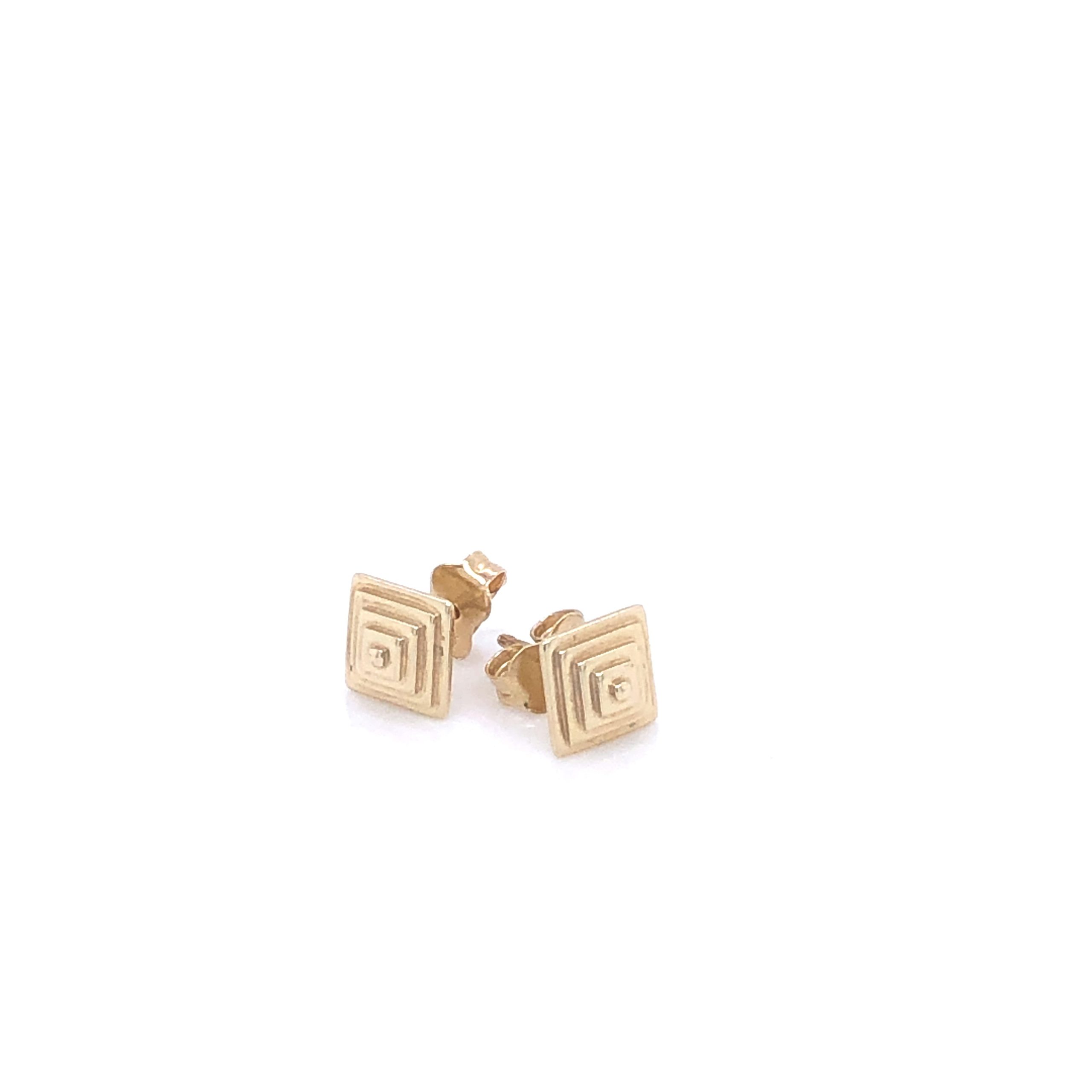 Squares 14k Gold Stud Earrings