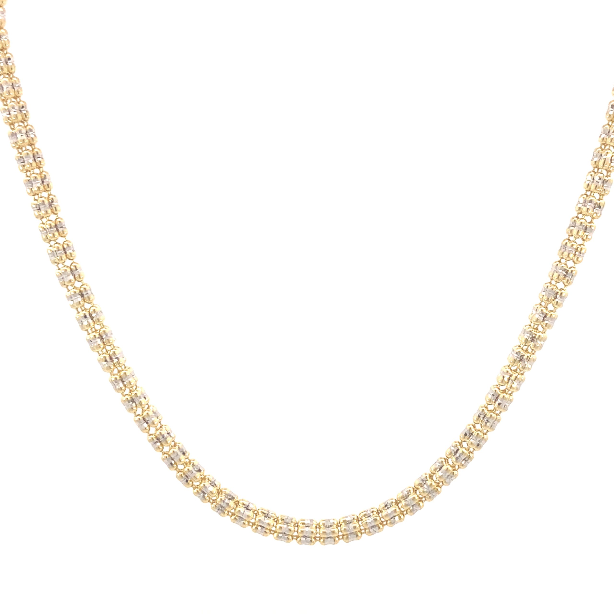 14K Gold Iced Chain Textured with CZ