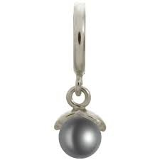 Grey Apple Pearl Charm (Silver/Grey)