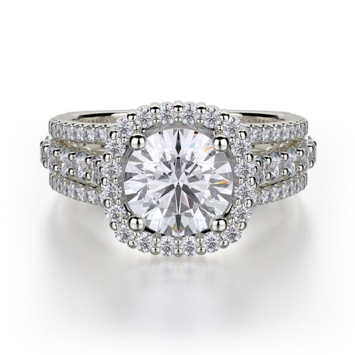 Michael M 18k White Gold Halo Engagement Ring R681-1.5